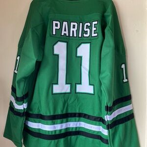 Embroidered North Dakota Sioux Zach Parise Hockey Ncaa Jersey Custom W/ Strap Lg